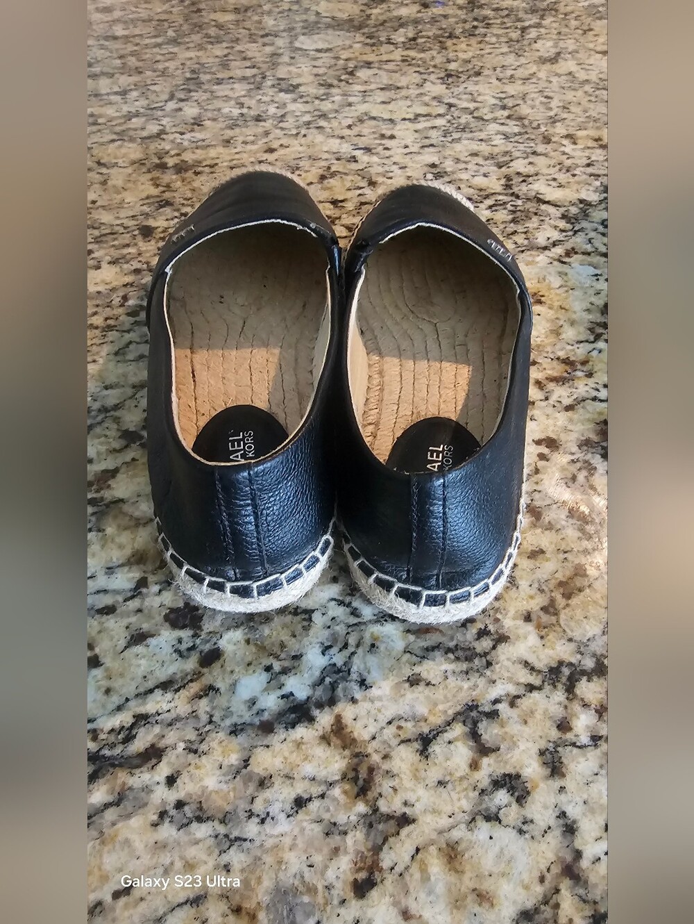 Michael Kors Black Leather Espadrille with Natural Jute Trim Size 5 - Picture 6 of 15
